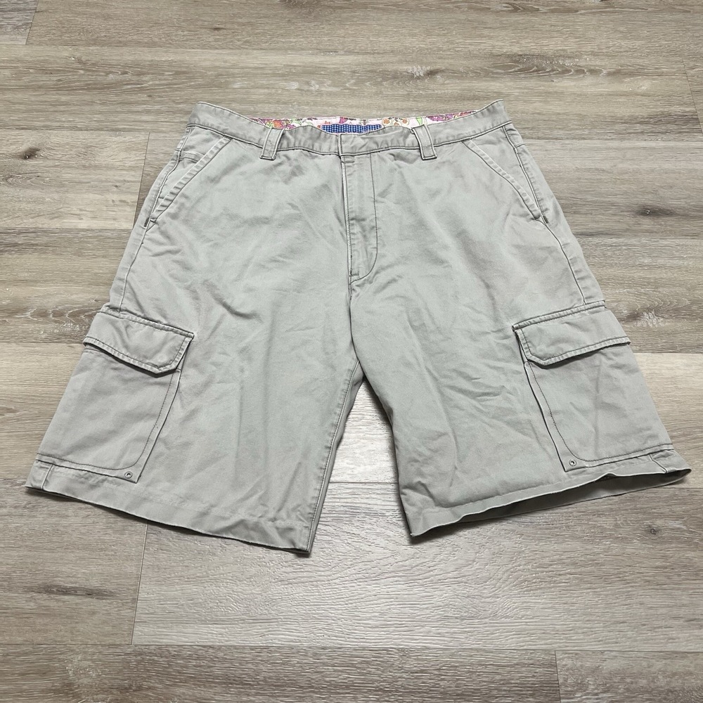Vintage Levis Silvertab Mens Shorts Gray Khaki Cargo Size 38
